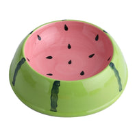 HKM-0689341 Ceramic Cat Bowl with Non-Slip Design for Water and Food ¨C Watermelon, Orange, Strawberry Patterns