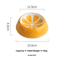 HKM-0689341 Ceramic Cat Bowl with Non-Slip Design for Water and Food ¨C Watermelon, Orange, Strawberry Patterns