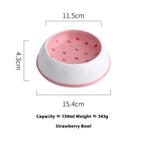 HKM-0689341 Ceramic Cat Bowl with Non-Slip Design for Water and Food ¨C Watermelon, Orange, Strawberry Patterns