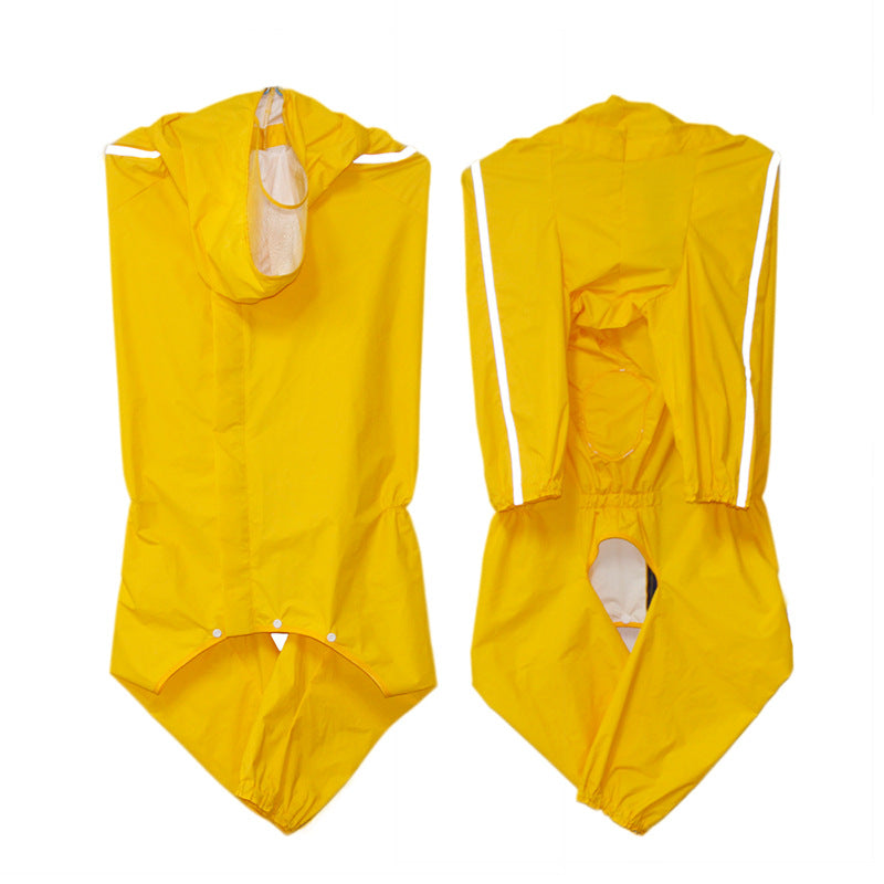HKM-0690749 Dog Rain Poncho for Medium and Large Breeds – Light, Soft, Easy-Clean Material with Removable Tail Cover and Open Back Zipper