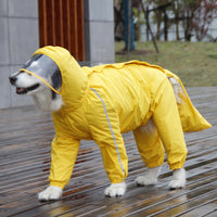 HKM-0690749 Dog Rain Poncho for Medium and Large Breeds – Light, Soft, Easy-Clean Material with Removable Tail Cover and Open Back Zipper