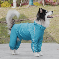 HKM-0690749 Dog Rain Poncho for Medium and Large Breeds – Light, Soft, Easy-Clean Material with Removable Tail Cover and Open Back Zipper