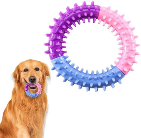 HKM-069139 Durable Rubber Chew Ring for Puppy Teething and Interactive Play for Small to Large Dogs