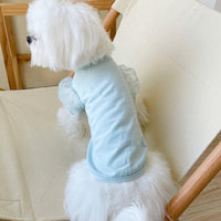 HKM-0693693 Mesh Puff Sleeve Dog Apparel for Small Breeds - Blue, White, Pink