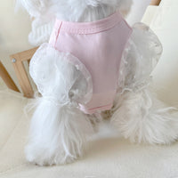 HKM-0693693 Mesh Puff Sleeve Dog Apparel for Small Breeds - Blue, White, Pink