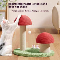 HKM-0693949 Red Mushroom Cat Scratching Pole with Sisal Hemp Rope and Large Density Plate Base