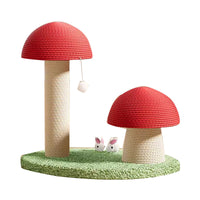 HKM-0693949 Red Mushroom Cat Scratching Pole with Sisal Hemp Rope and Large Density Plate Base