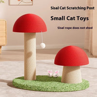 HKM-0693949 Red Mushroom Cat Scratching Pole with Sisal Hemp Rope and Large Density Plate Base