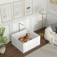 HKM-0694589 Whelping Box for Puppies with Adjustable Door, Pig Rail & Cleaning Pad - Fits Small to Large Breeds, 41" x 39"