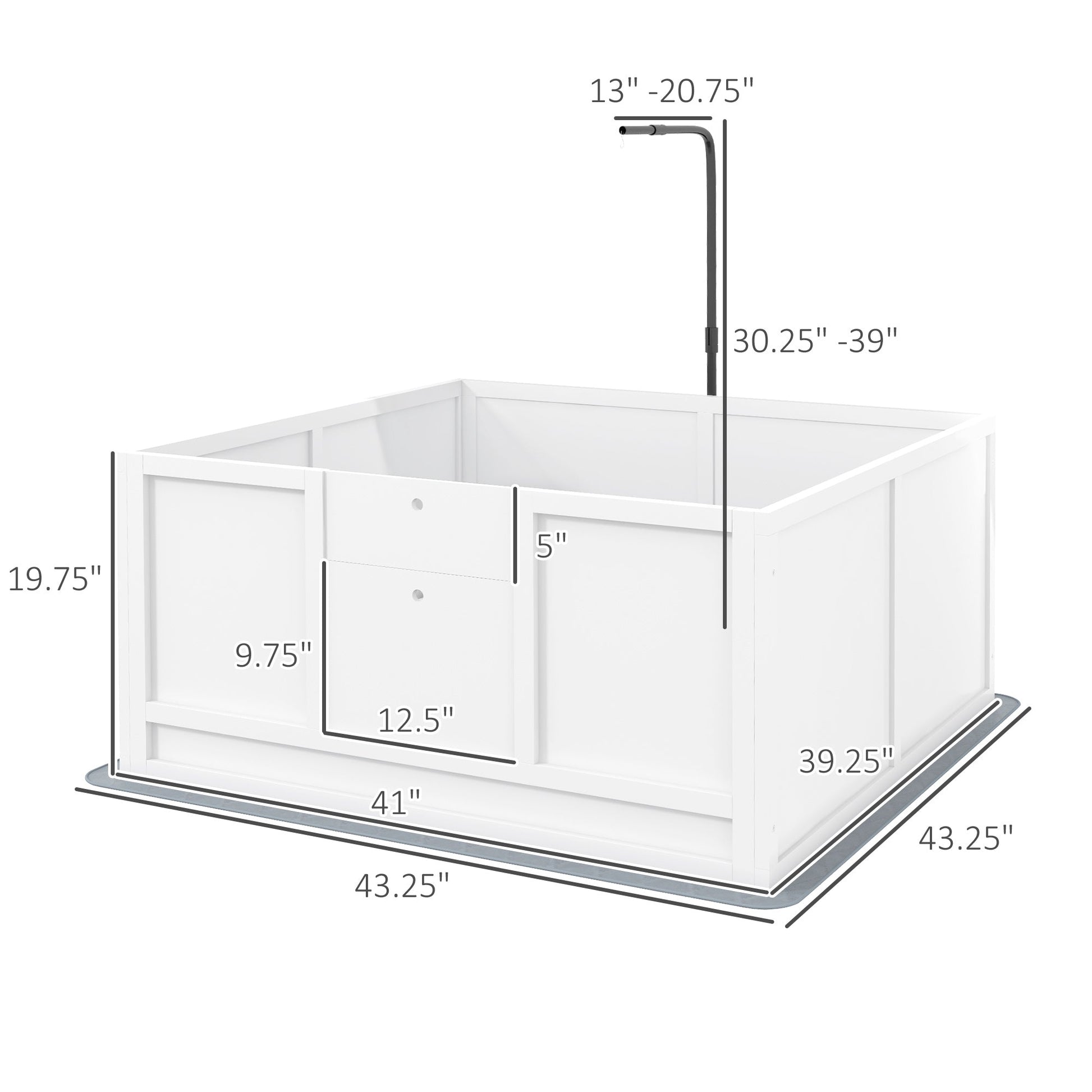 HKM-0694589 Whelping Box for Puppies with Adjustable Door, Pig Rail & Cleaning Pad - Fits Small to Large Breeds, 41" x 39"