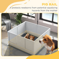 HKM-0694589 Whelping Box for Puppies with Adjustable Door, Pig Rail & Cleaning Pad - Fits Small to Large Breeds, 41" x 39"