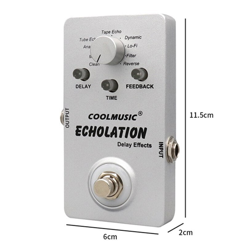 HKM-069459 Echolation Delay Effect Pedal with 9 Delay Types and Aluminum Alloy Shell