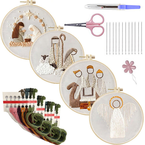 HKM-069779 Embroidery DIY Religious Retro Character Fabric Cotton and Linen Material Set