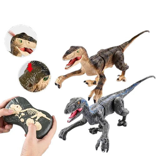 HKM-069779 Remote Control Velociraptor Dinosaur Toy with Sound and Light, 2.4G Wireless, Multi-Function, Indoor-Outdoor Play