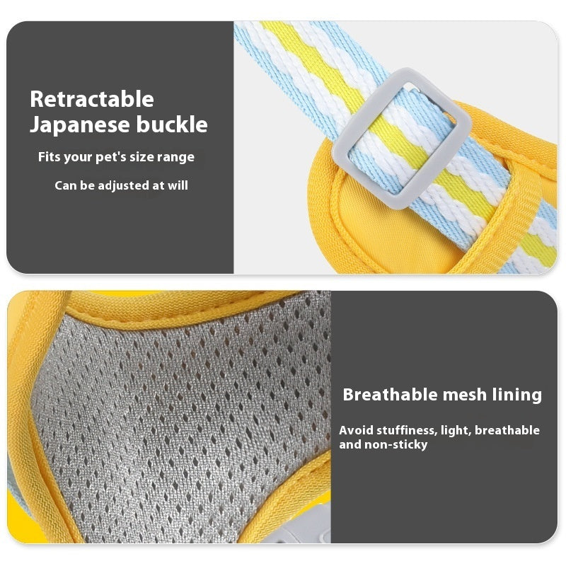 HKM-0698173 Explosion-Proof Anti-Strangulation Pet Harness with 1.5m Traction Rope in Pink, Yellow, Green, and Lake Blue