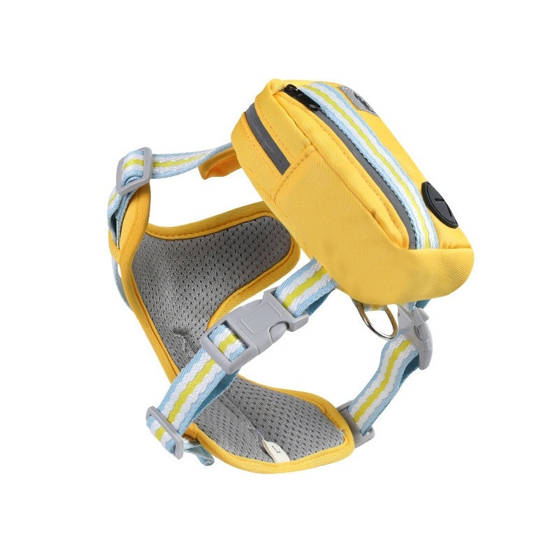 HKM-0698173 Explosion-Proof Anti-Strangulation Pet Harness with 1.5m Traction Rope in Pink, Yellow, Green, and Lake Blue