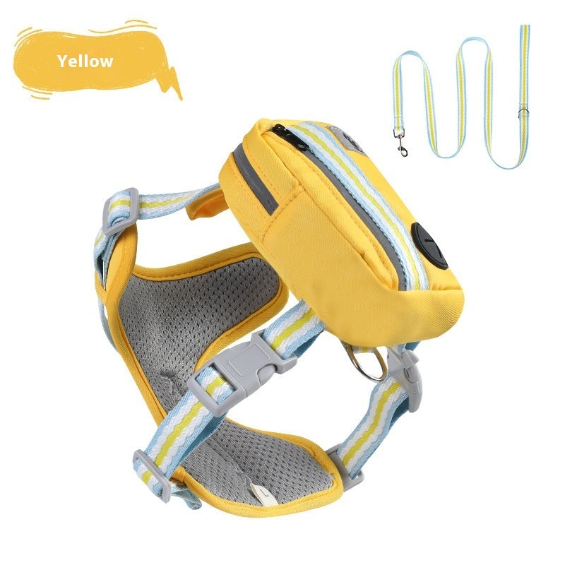 HKM-0698173 Explosion-Proof Anti-Strangulation Pet Harness with 1.5m Traction Rope in Pink, Yellow, Green, and Lake Blue