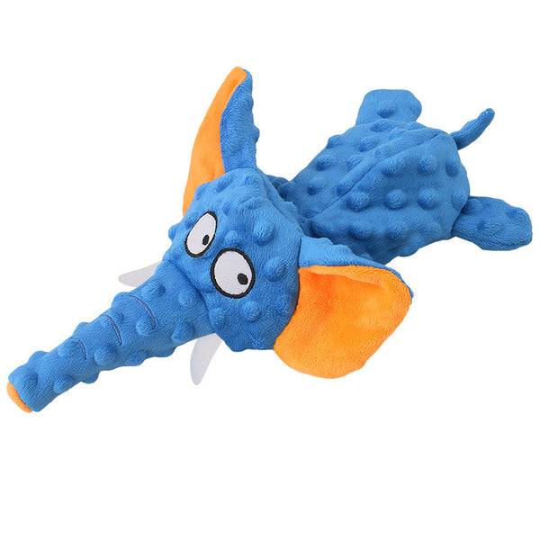 HKM-0698557 Plush Elephant Dog Toy - Interactive Pet Playmate in Dark Blue, Purple, Light Blue, Gray