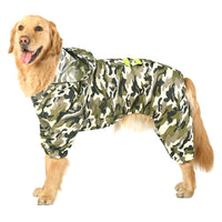 HKM-0699453 Reflective Hooded Raincoat for Dogs - Yellow, Pink, Camouflage, Green - Sizes 3XL to 7XL