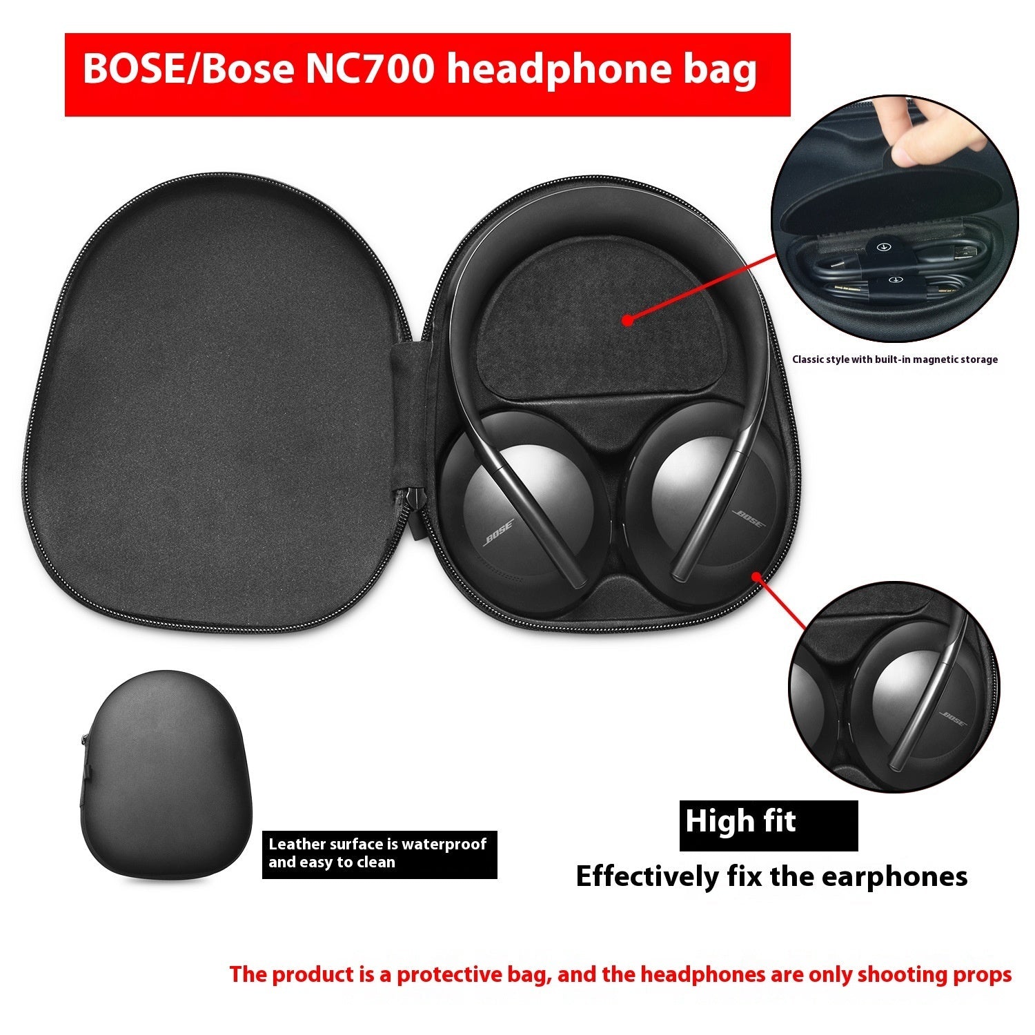HKM-069971 NC700 Bluetooth Headset Protective Storage Bag - Black, Compatible with Noise Reduction Headset 700