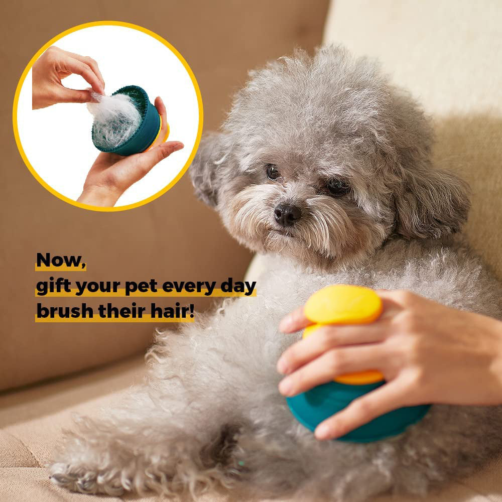 HKM-0700477 Double-Sided Combing Brush for Pets - Soft Silicone Hair Remover with Massage Effect