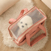 HKM-0701117 Large Capacity Cotton Pet Outing Bag for Dogs and Cats - Off-White, Peach, Light Gray