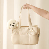 HKM-0701117 Large Capacity Cotton Pet Outing Bag for Dogs and Cats - Off-White, Peach, Light Gray