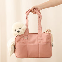 HKM-0701117 Large Capacity Cotton Pet Outing Bag for Dogs and Cats - Off-White, Peach, Light Gray
