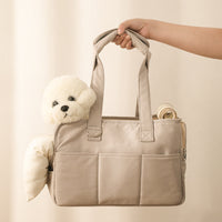 HKM-0701117 Large Capacity Cotton Pet Outing Bag for Dogs and Cats - Off-White, Peach, Light Gray