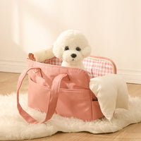 HKM-0701117 Large Capacity Cotton Pet Outing Bag for Dogs and Cats - Off-White, Peach, Light Gray