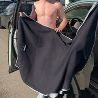 HKM-070355 Magnetic Nylon Bath Towel for Outdoor and Beach Use - Available in Black Gray, Army Green, and White