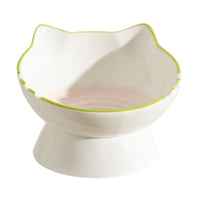 HKM-0704829 Hand-Painted Ceramic Cat Bowl with Ears - Unique Pet Tableware for Cats