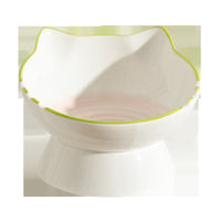HKM-0704829 Hand-Painted Ceramic Cat Bowl with Ears - Unique Pet Tableware for Cats