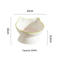 HKM-0704829 Hand-Painted Ceramic Cat Bowl with Ears - Unique Pet Tableware for Cats