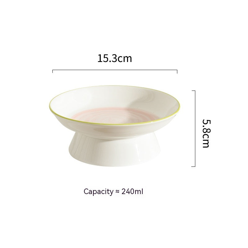 HKM-0704829 Hand-Painted Ceramic Cat Bowl with Ears - Unique Pet Tableware for Cats