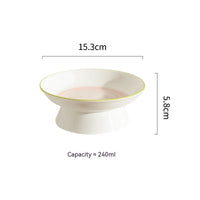 HKM-0704829 Hand-Painted Ceramic Cat Bowl with Ears - Unique Pet Tableware for Cats