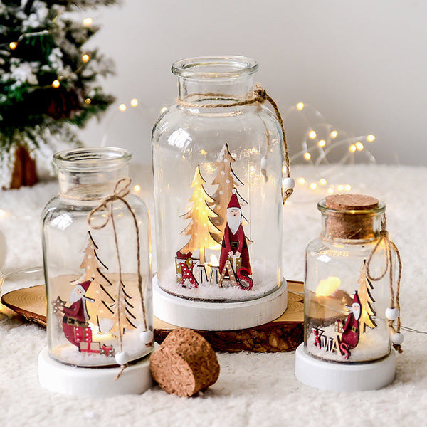 HKM-070547 Snow Bottle Wish Bottle - Northern European Style Glass Tabletop Ornament for Christmas Decor
