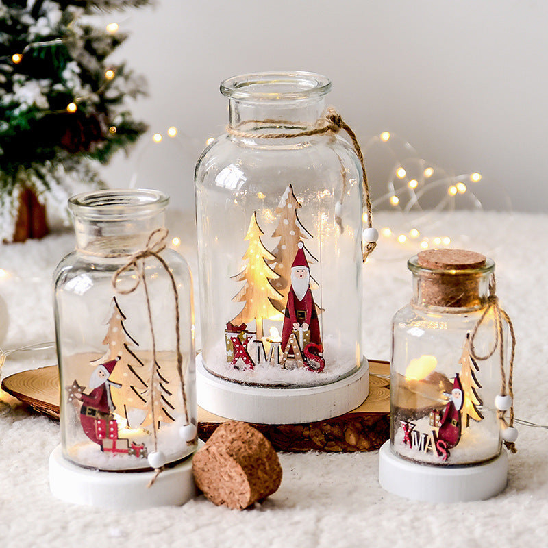 HKM-070547 Snow Bottle Wish Bottle - Northern European Style Glass Tabletop Ornament for Christmas Decor