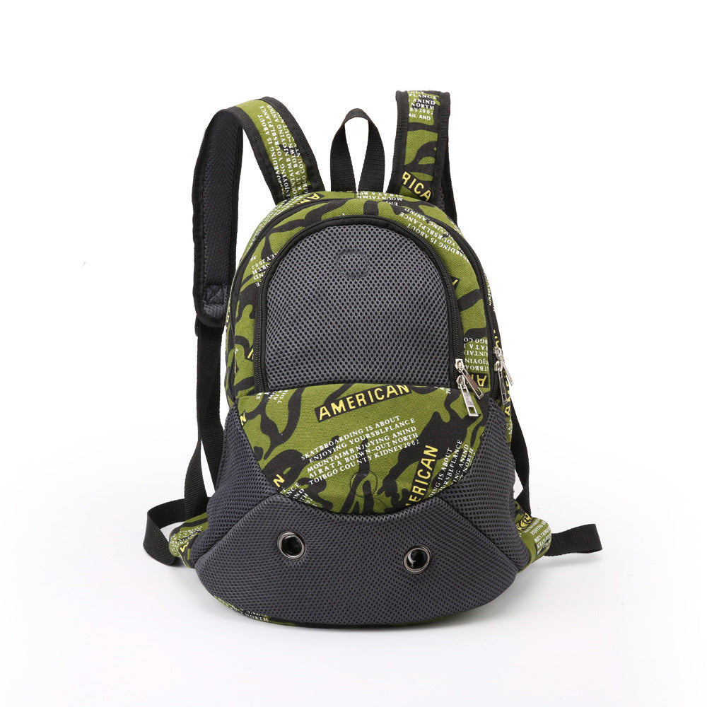 HKM-0706877 Camouflage Canvas Pet Backpack for Small Dogs up to 8 kg with Magnet Mesh Curtain