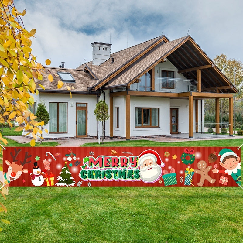 HKM-070739 Christmas Polyester Banner Decoration - 300x50cm Festive Holiday Display