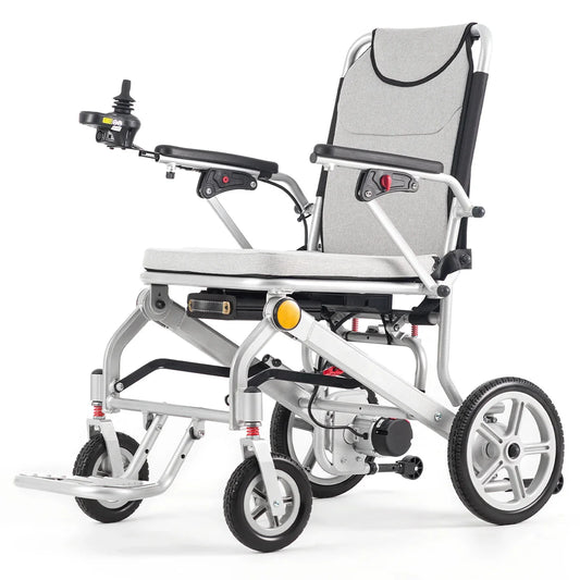 HKM-070803 Lightweight Electric Wheelchair for Travel with Removable Lithium Battery, 250W Dual Motor, Compact Design