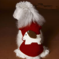 HKM-0709181 Schnauzer Teddy Bichon Cozy Sleeveless Wool Sweater Vest in Red and Beige