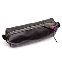 HKM-070995 Handmade Cowhide Large Capacity Zipper Storage Bag for Glasses and Accessories