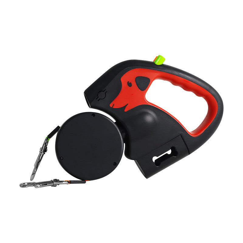 HKM-0710205 Double-Ended Automatic Retractable Leash for Two Pets, Durable ABS Design in Multiple Colors