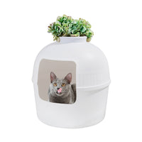 HKM-0710461 Four Seasons Closed Cat Nest - Plastic Pet Bed in White and Brown, 50x50x52cm