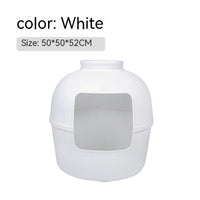 HKM-0710461 Four Seasons Closed Cat Nest - Plastic Pet Bed in White and Brown, 50x50x52cm