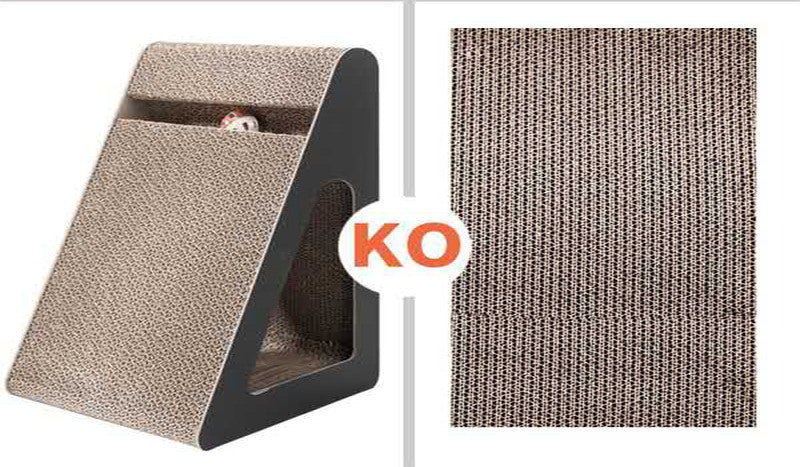 HKM-0710589 Triangle Cat Scratch Board - Corrugated Paper Claw Sharpener in Minimalist Black Design