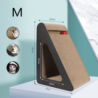 HKM-0710589 Triangle Cat Scratch Board - Corrugated Paper Claw Sharpener in Minimalist Black Design