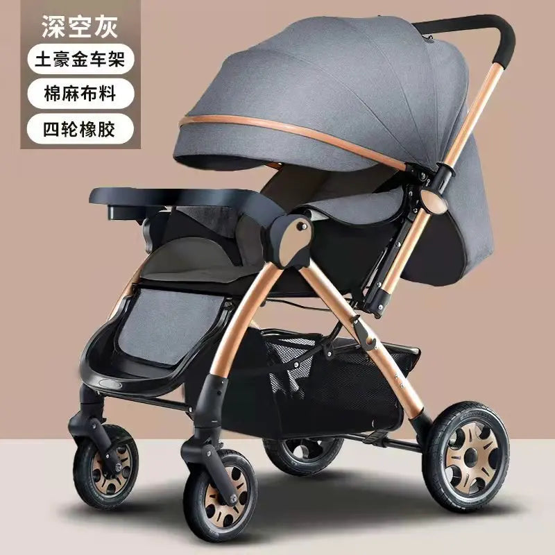 HKM-071123 Foldable Multifunctional Baby Stroller with Adjustable Canopy and Compact Design