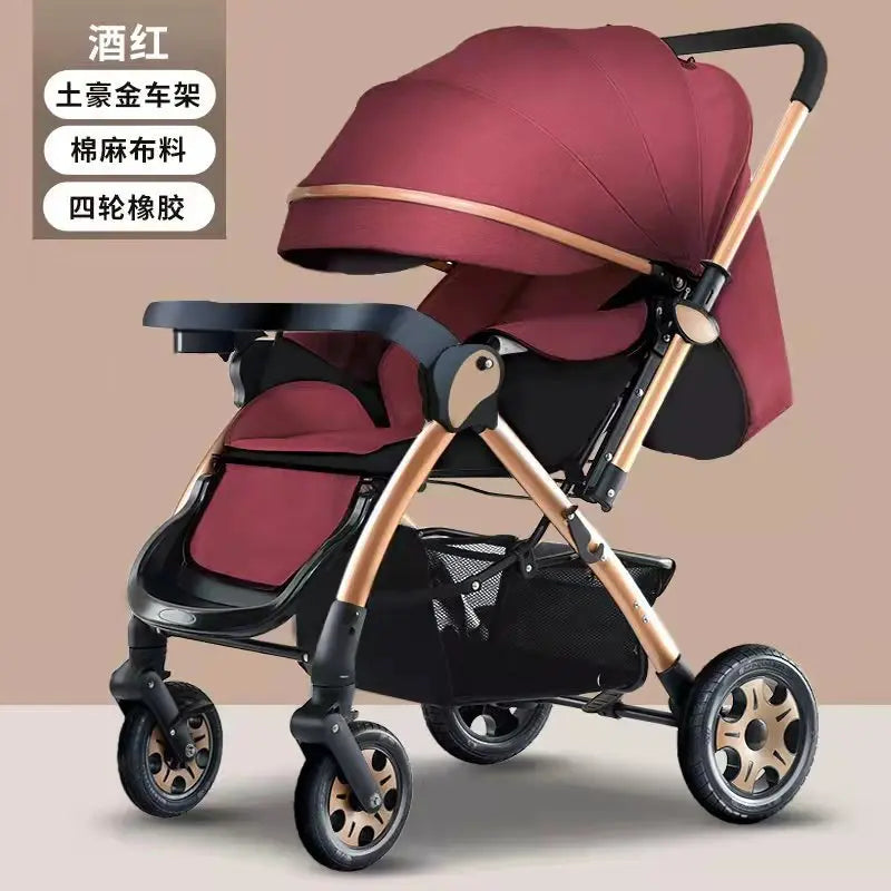 HKM-071123 Foldable Multifunctional Baby Stroller with Adjustable Canopy and Compact Design